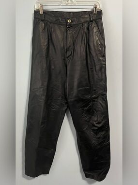 Vintage Boutique Of Leathers Genuine Leather Black High Rise Pants Size 9/10